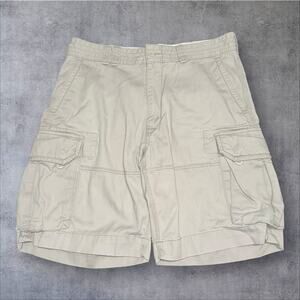 VTG Polo Ralph Lauren Mens Size 36 Beige Khaki Cotton Cargos Pockets Shorts